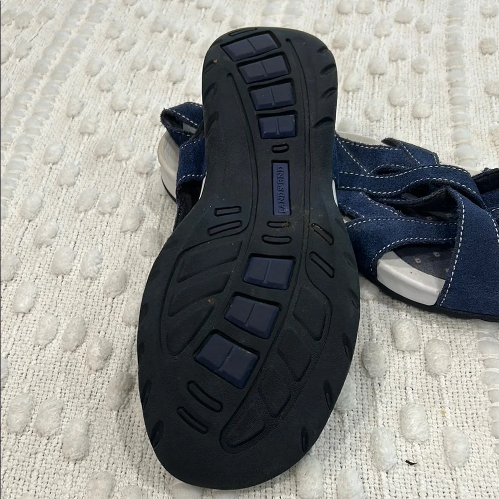 Lands' End Blue Leather Sandals with Crisscross Straps